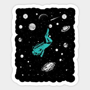 Scuba Diving In Saturn Solar System Space Scuba Diver Sticker